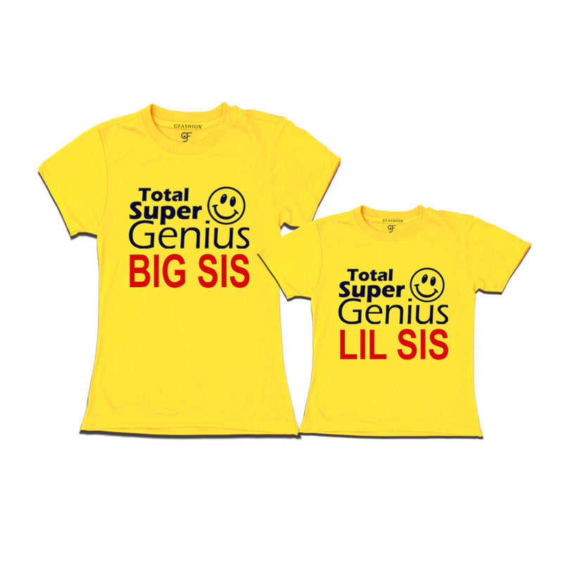 Super Genius Big Sis Lil Sis T-shirts in Yellow Color-