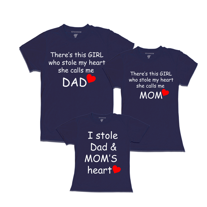 gfashion there's this girl who stole my heart she calls me dad family t-shirts-navy