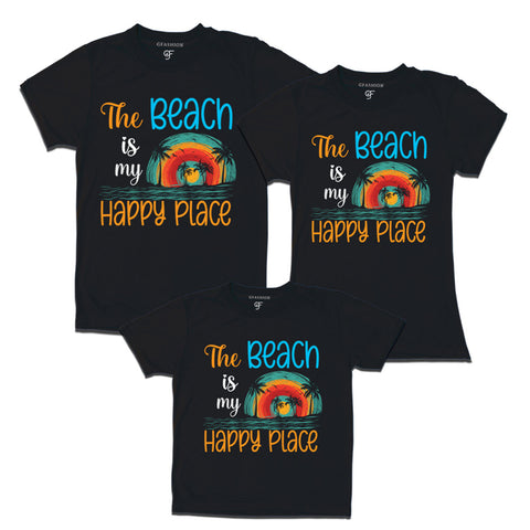 the beach is my happy place family Vacation Tshirts