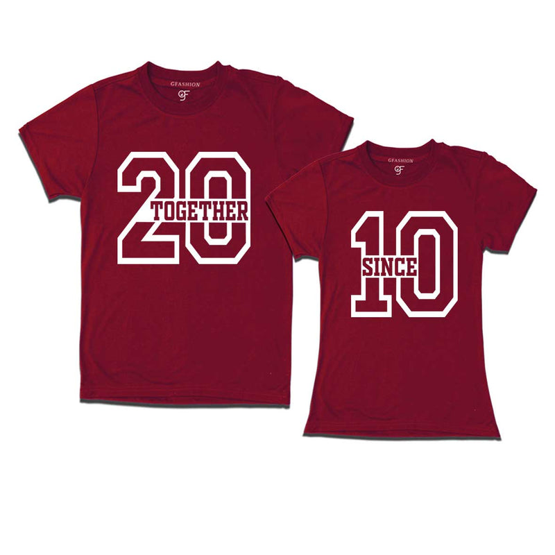 Together Since 2010-Couple T-shirts-Maroon