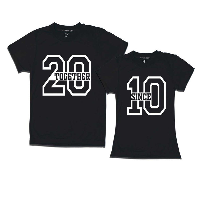 Together Since 2010-Couple T-shirts-Black