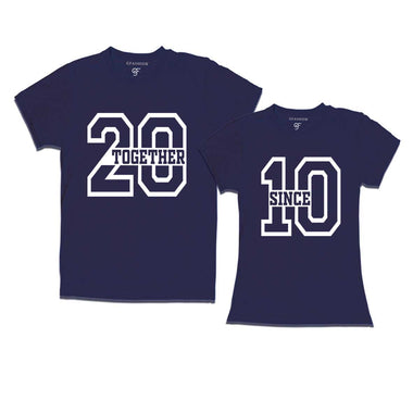 Together Since 2010-Couple T-shirts-navy