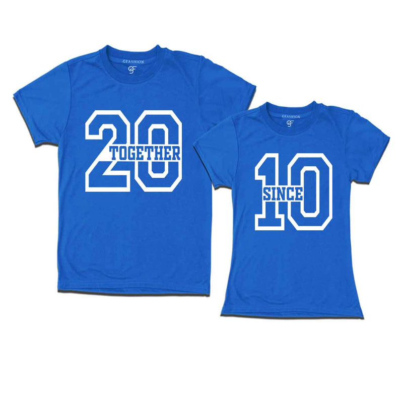 Together Since 2010-Couple T-shirts-Blue