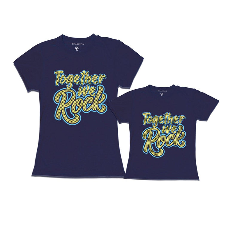 together we rock mom daughter tshirts-navy