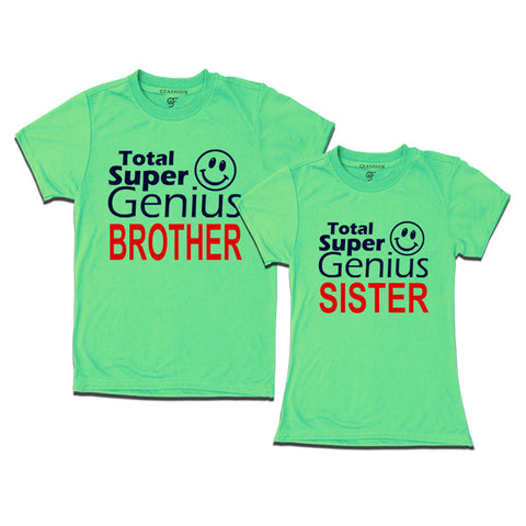 Super Genius Brother-Sister T-shirts in Pista Green Color-gfashion