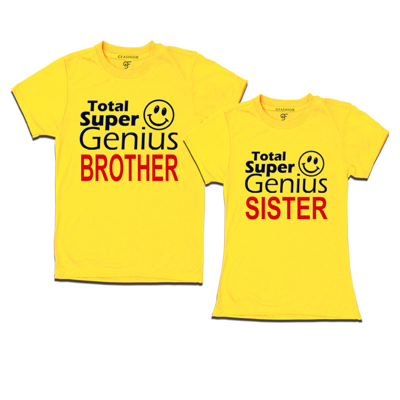 Super Genius Brother-Sister T-shirts in Yellow Color