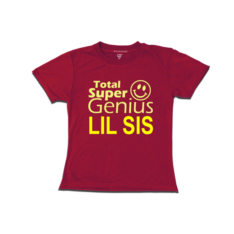 Super Genius Lil Sis T-shirts in Maroon Color-gfashi