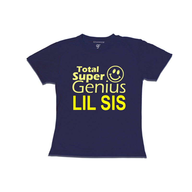 Super Genius Lil Sis T-shirts in Navy Color-gfashion