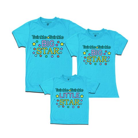 little star and big star dad mom daughter tees