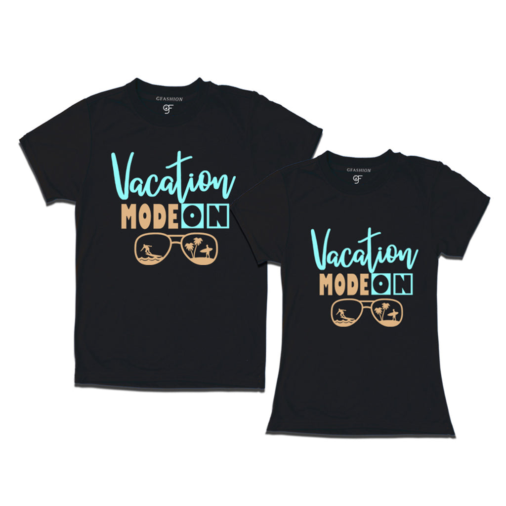 gfashion vacation mode couple t-shirts-black