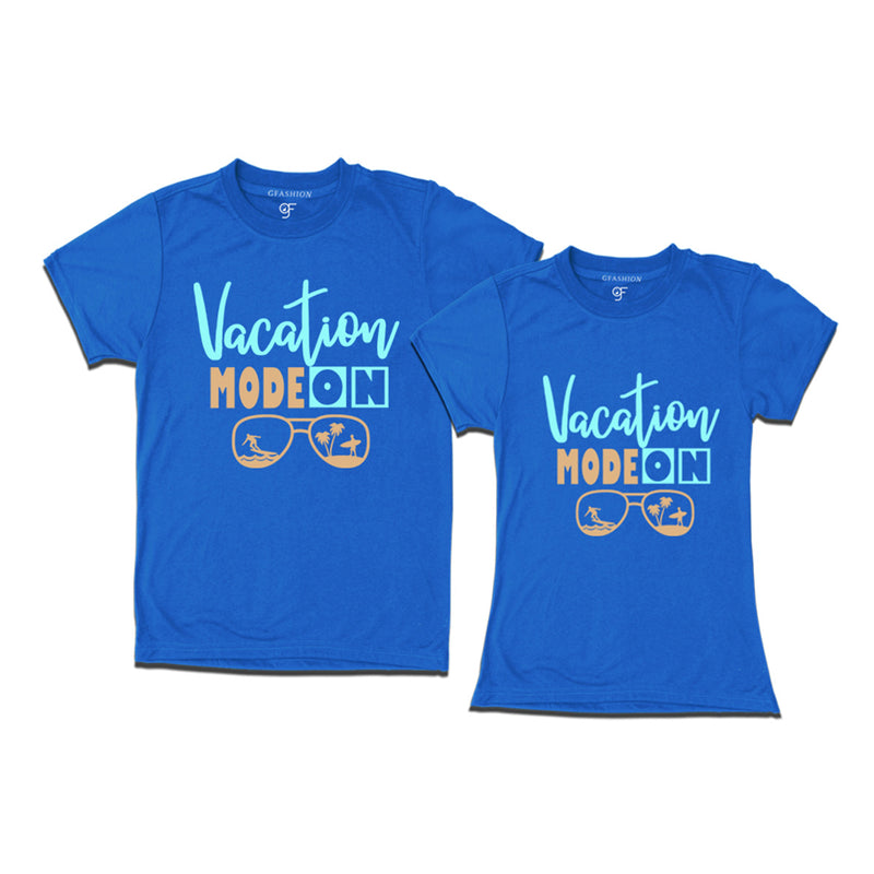 gfashion vacation mode couple t-shirts-blue