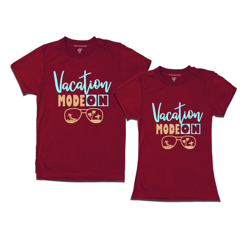 gfashion vacation mode couple t-shirts-maroon