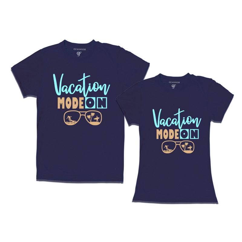 gfashion vacation mode couple t-shirts-navy