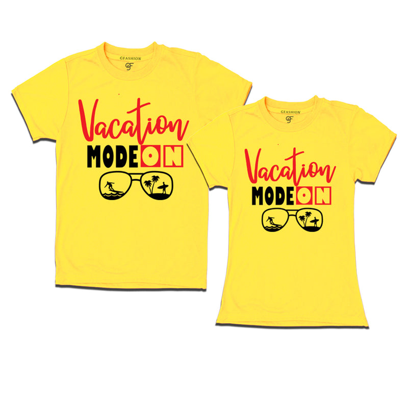 gfashion vacation mode couple t-shirts-yellow