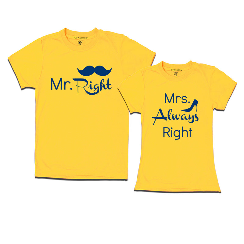 Mr Right Mrs Always Right couples t-shirt |GFashion