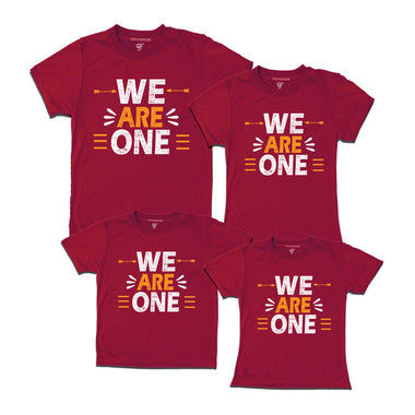we-are-one-group-tshirts-for-family-and-friends-we-are-one-t-shirts-for-vacation-and-get-together-gfashion-matching-Maroon-whiter-t-shirts