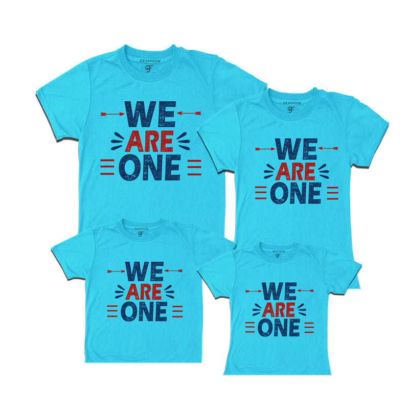 we-are-one-group-tshirts-for-family-and-friends-we-are-one-t-shirts-for-vacation-and-get-together-gfashion-matching-Sky Blue-whiter-t-shirts