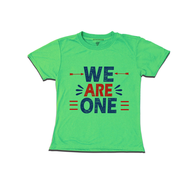 we-are-one-printed-girls-t-shirts-for-family-vacation-and-get-together-party-gfashion-tshirts-india-Pista Green-color-t-shirts
