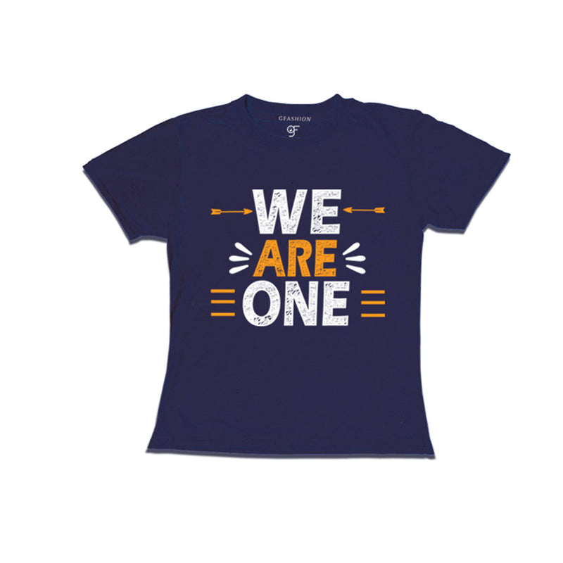 we-are-one-printed-girls-t-shirts-for-family-vacation-and-get-together-party-gfashion-tshirts-india-Navy-color-t-shirts
