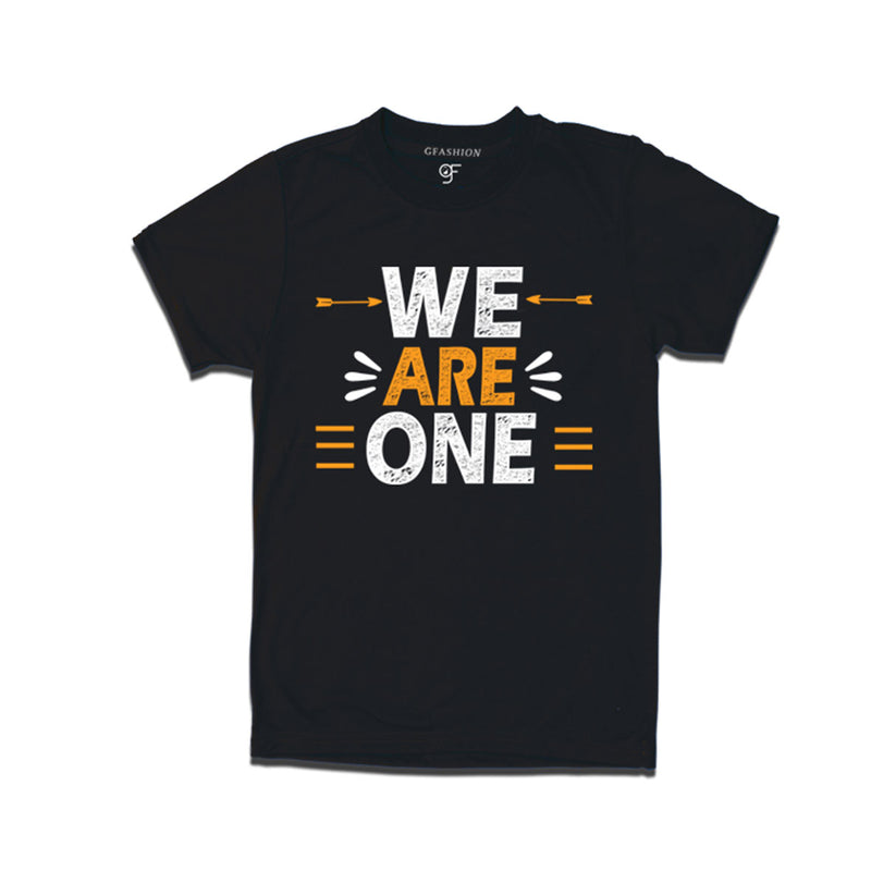 we-are-one-printed-men's-t-shirts-for-family-vacation-and-get-together-party-gfashion-tshirts-india-Black-color-t-shirts
