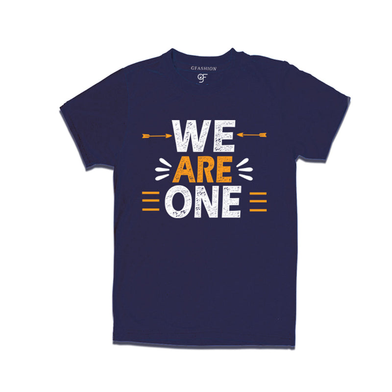we-are-one-printed-men's-t-shirts-for-family-vacation-and-get-together-party-gfashion-tshirts-india-Navy-color-t-shirts