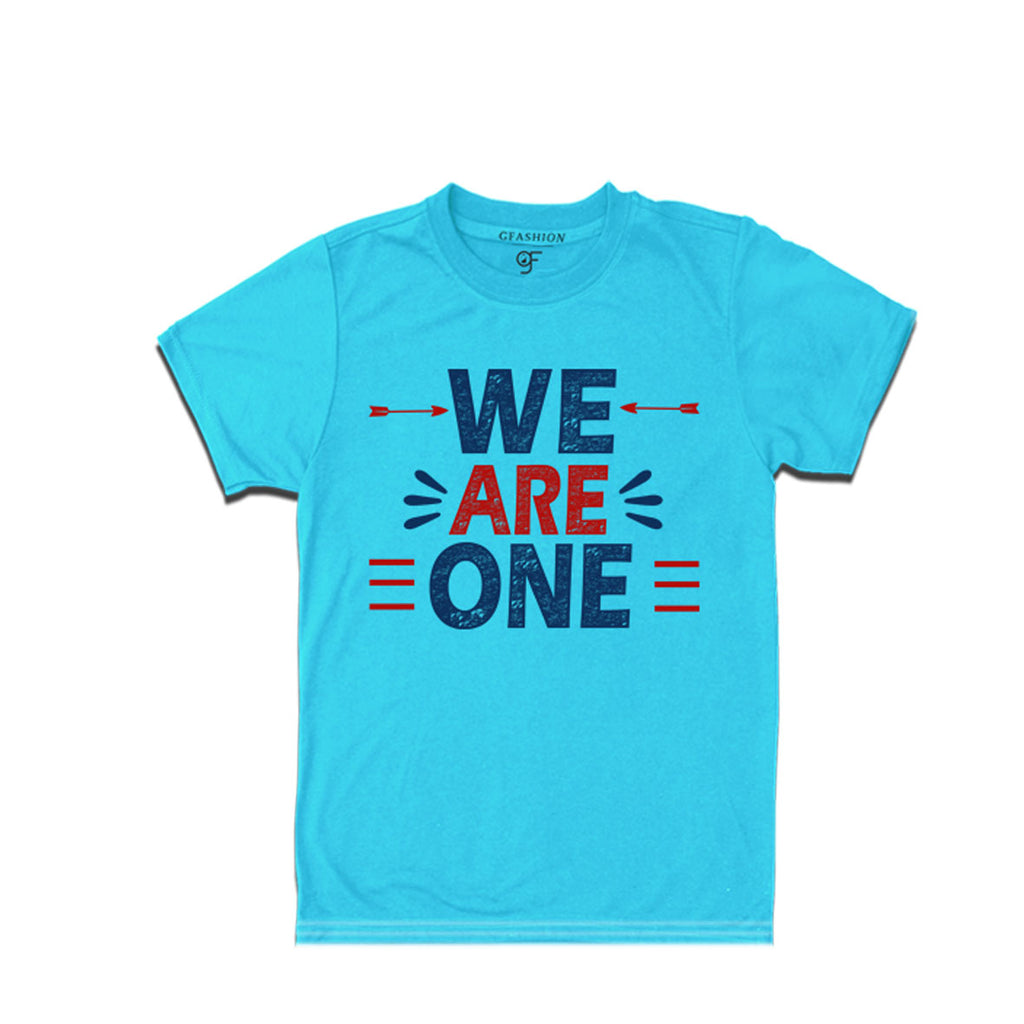 we-are-one-printed-men's-t-shirts-for-family-vacation-and-get-together-party-gfashion-tshirts-india-Sky Blue-color-t-shirts
