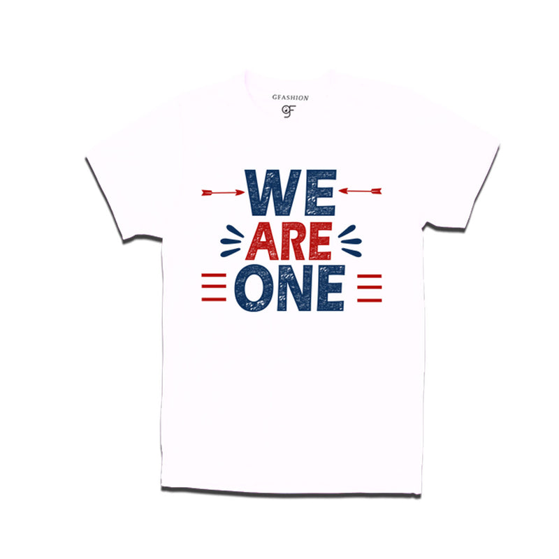 we-are-one-printed-men's-t-shirts-for-family-vacation-and-get-together-party-gfashion-tshirts-india-White-color-t-shirts