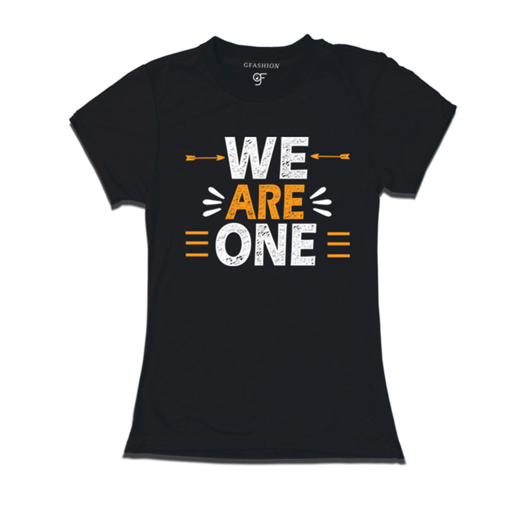 we-are-one-printed-womens-t-shirts-for-family-vacation-and-get-together-party-gfashion-tshirts-india-black-color-t-shirts