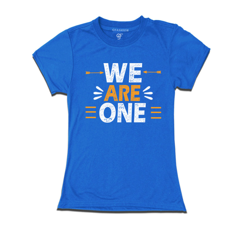 we-are-one-printed-womens-t-shirts-for-family-vacation-and-get-together-party-gfashion-tshirts-india-blue-color-t-shirts