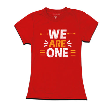 we-are-one-printed-womens-t-shirts-for-family-vacation-and-get-together-party-gfashion-tshirts-india-Red-color-t-shirts