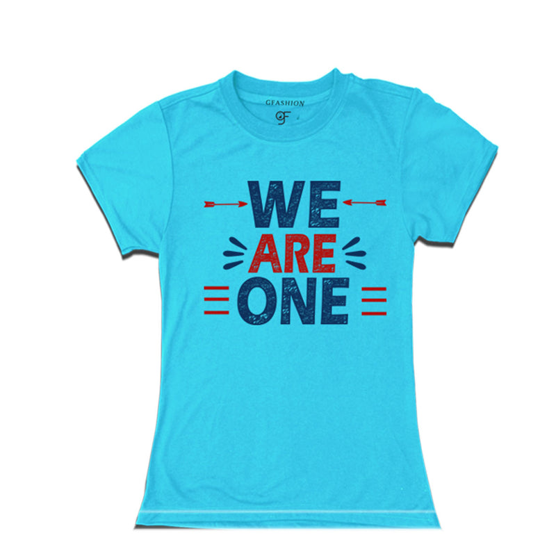 we-are-one-printed-womens-t-shirts-for-family-vacation-and-get-together-party-gfashion-tshirts-india-sky blue-color-t-shirts