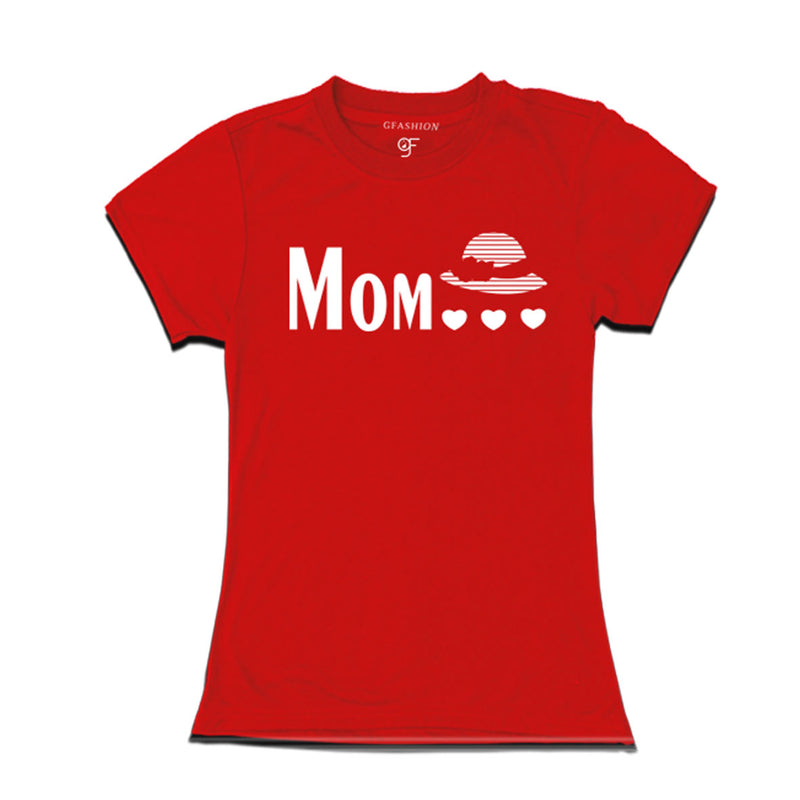 women's-t-shirts-with-mom-and-cap-hearts-printed-design-for-father's-day-and-papa's-birthday-@-gfashion-india-online-store-Red